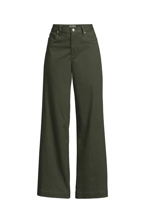 Lands' End Chino High Rise Rail Straight Leg Pants In Green