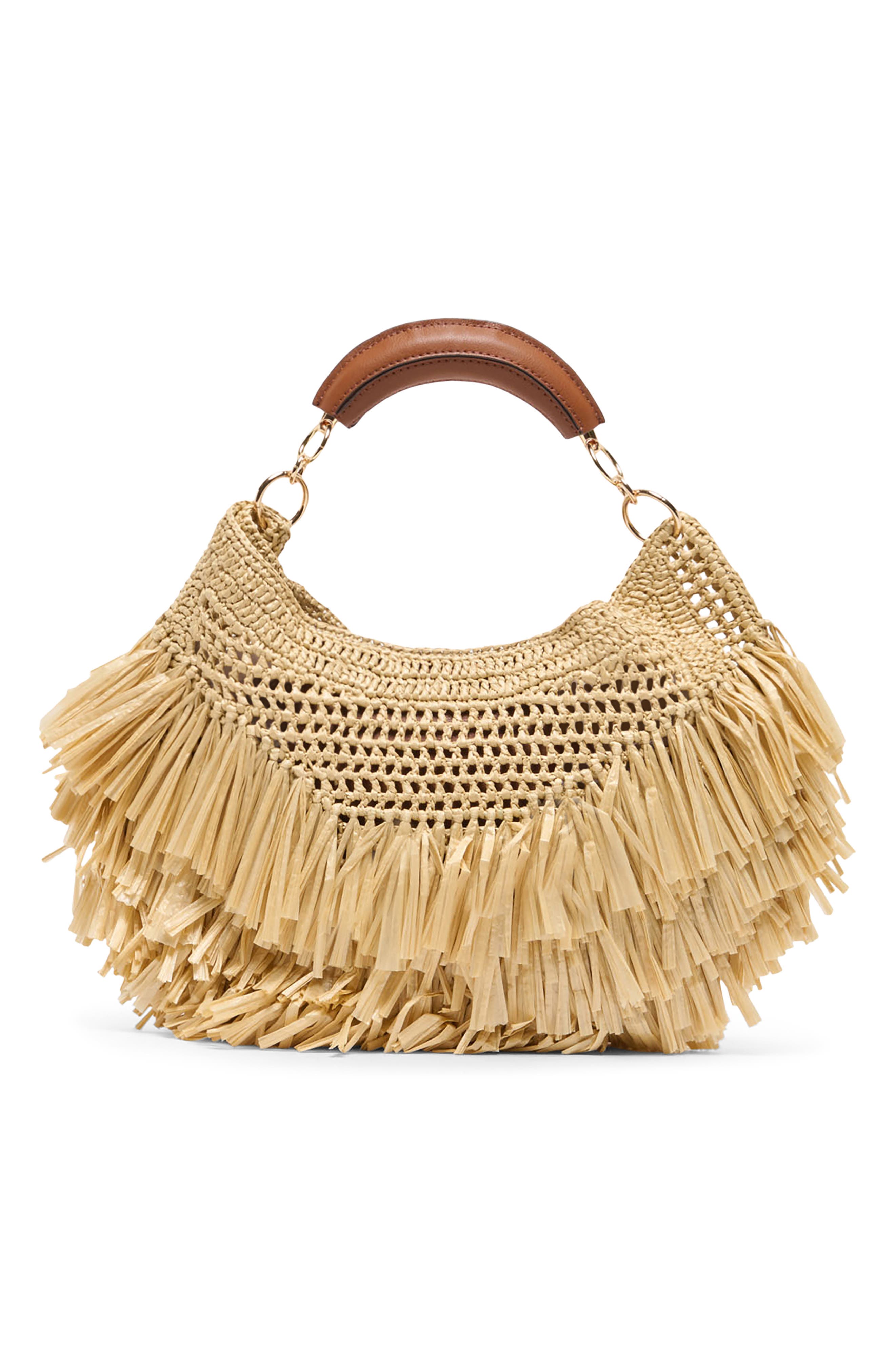 Dolce Vita Raffia Shoulder Bag, Main, color, Natural