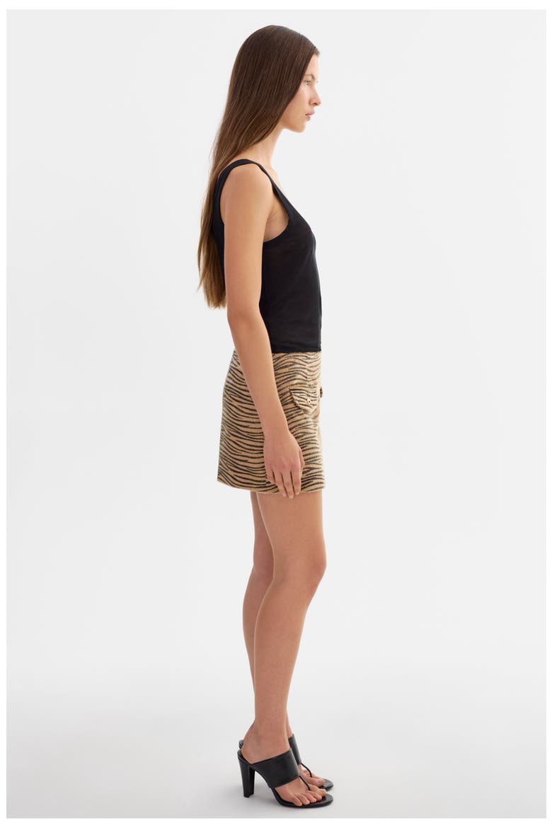 Olexa | Faux Hair Tiger Print Mini Skirt, Alternate, color, Ivory Tiger