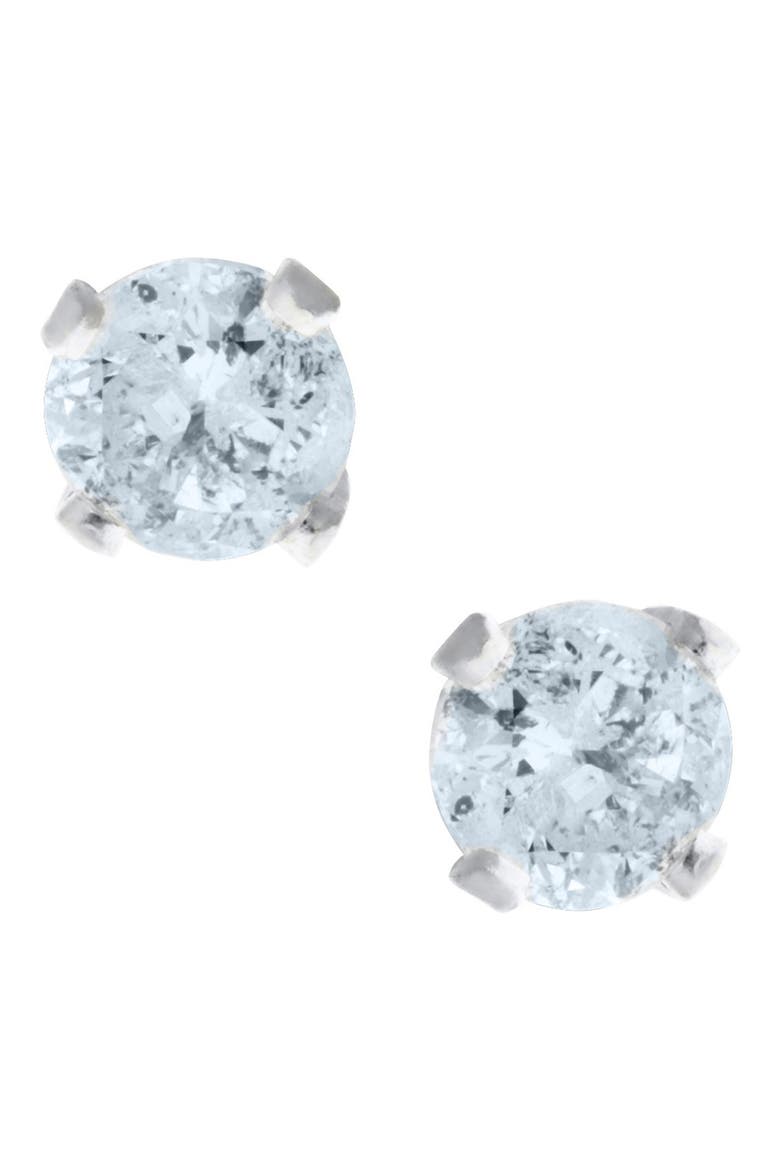 14k Gold & Diamond Stud Earrings, Main, color, SILVER