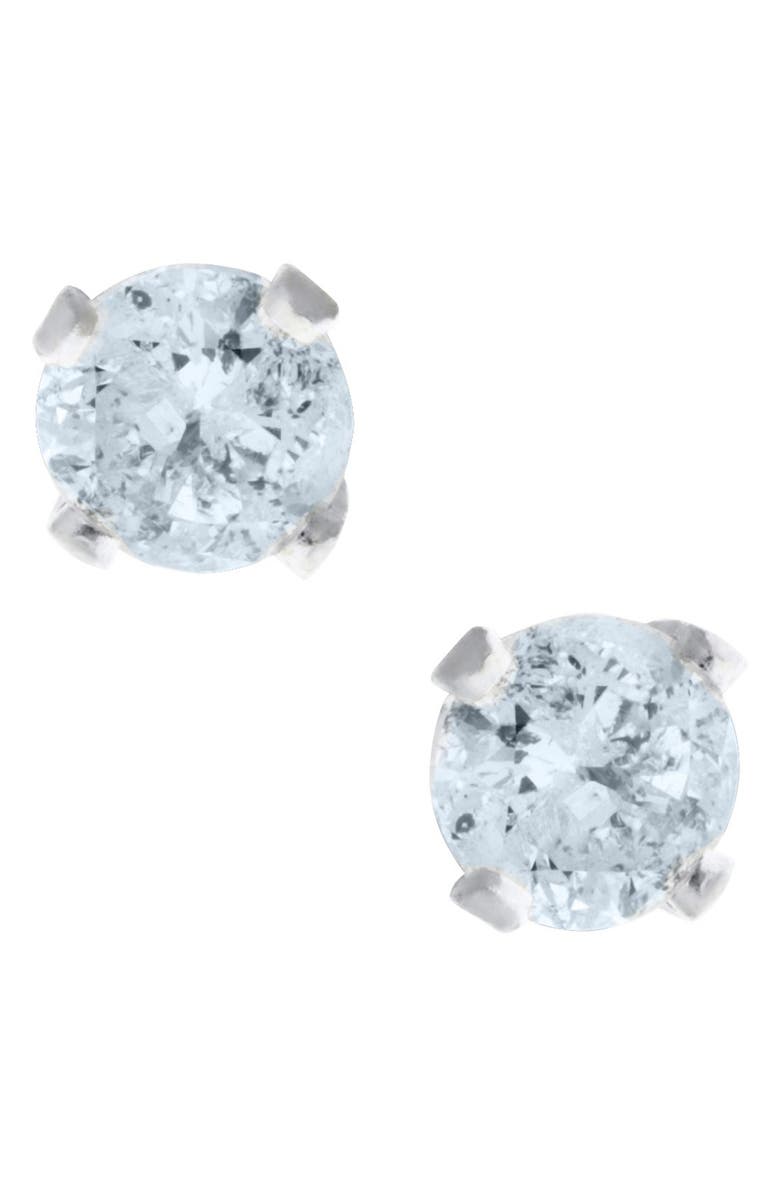 Mignonette 14k Gold & Diamond Stud Earrings, Main, color, Silver