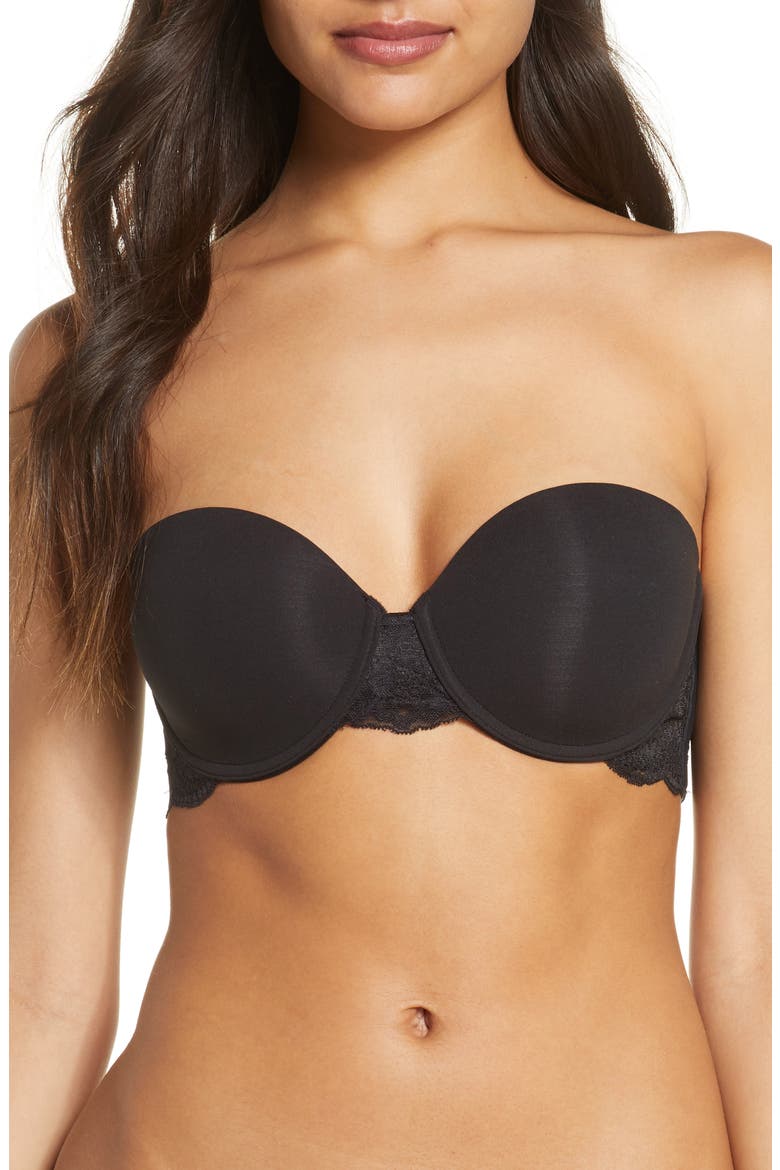 Strut Convertible Strapless Underwire Bra, Main, color, BLACK