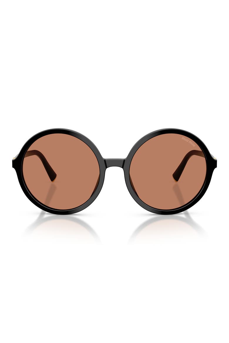 59mm Round Sunglasses, Main, color, BLACK / BROWN