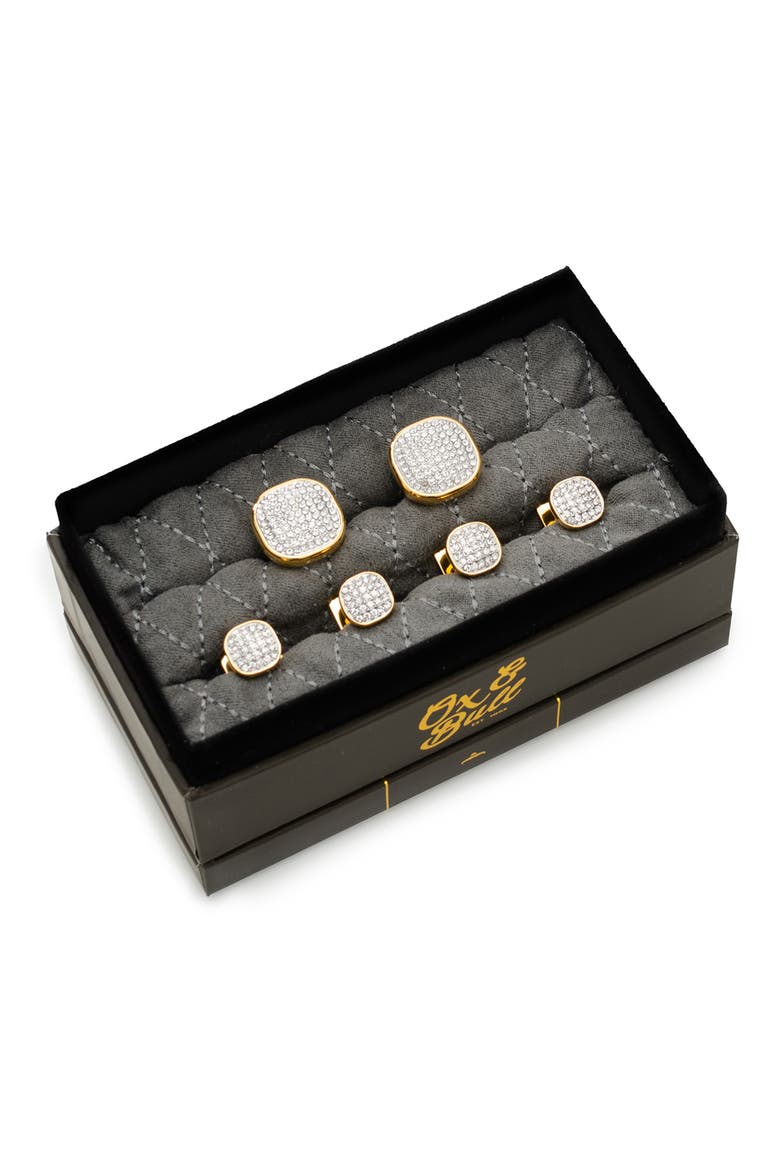 Pavé Crystal Cuff Links, Alternate, color, GOLD