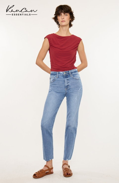 Ariana Essentials High Rise Straight Leg Jeans