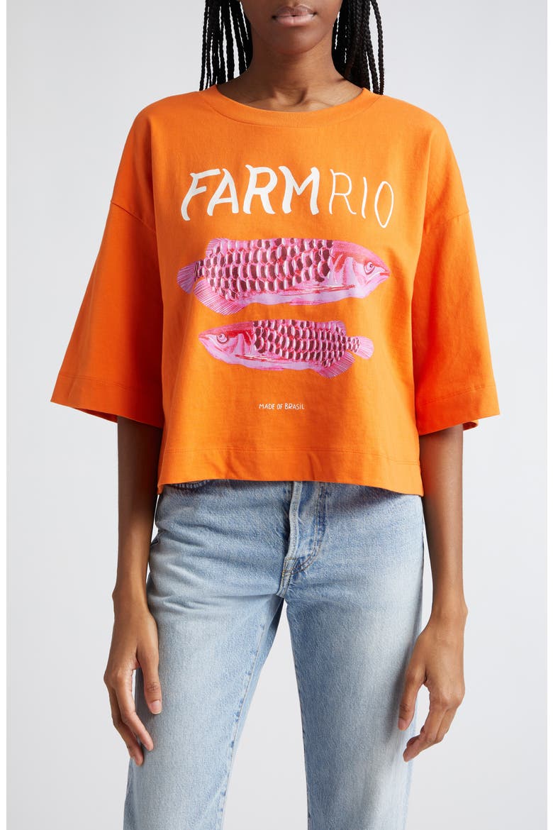 Tropical Fish Cotton Graphic T-Shirt, Main, color, ORANGE