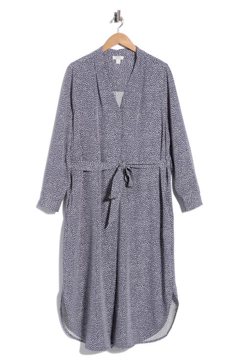 Pleated Tie Waist Long Sleeve Dress