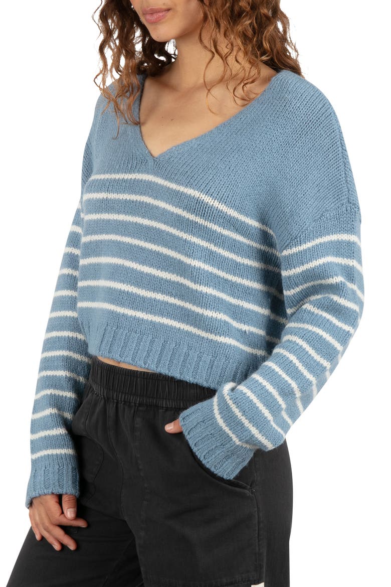 Greenlake Striped V-Neck Sweater, Alternate, color, SAILING