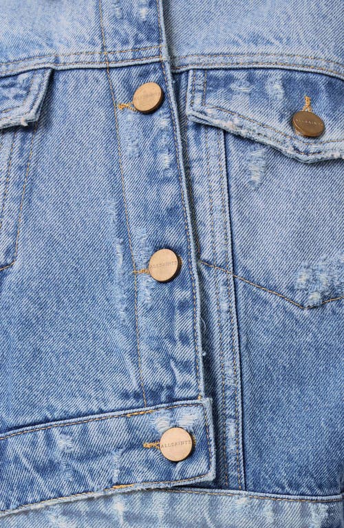 Allsaints Aki Crossover Denim Jacket In Light Indigo