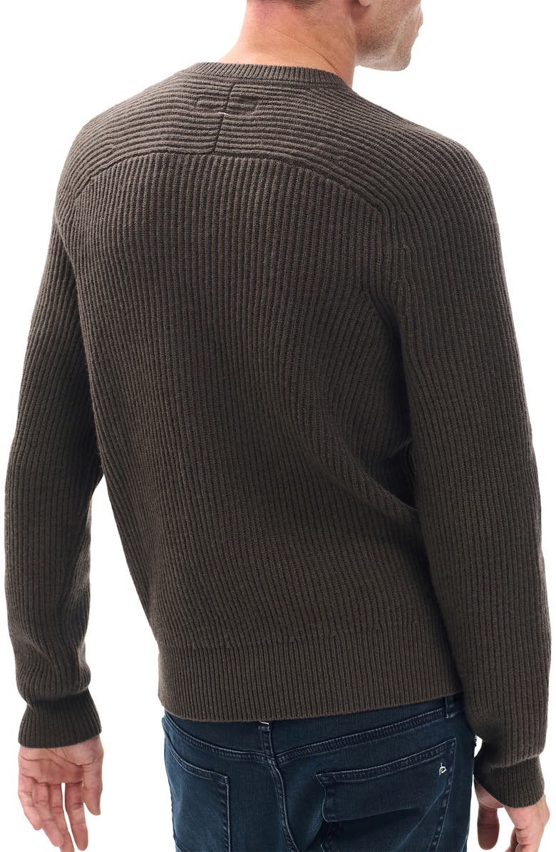 rag & bone Walker Mixed Media Wool Blend Sweater, Alternate, color, Bark