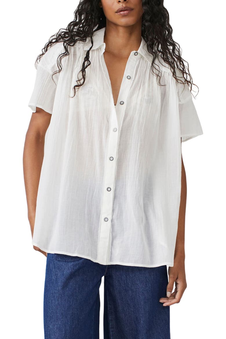 Float Away Button-Up Shirt, Alternate, color, OPTIC WHITE