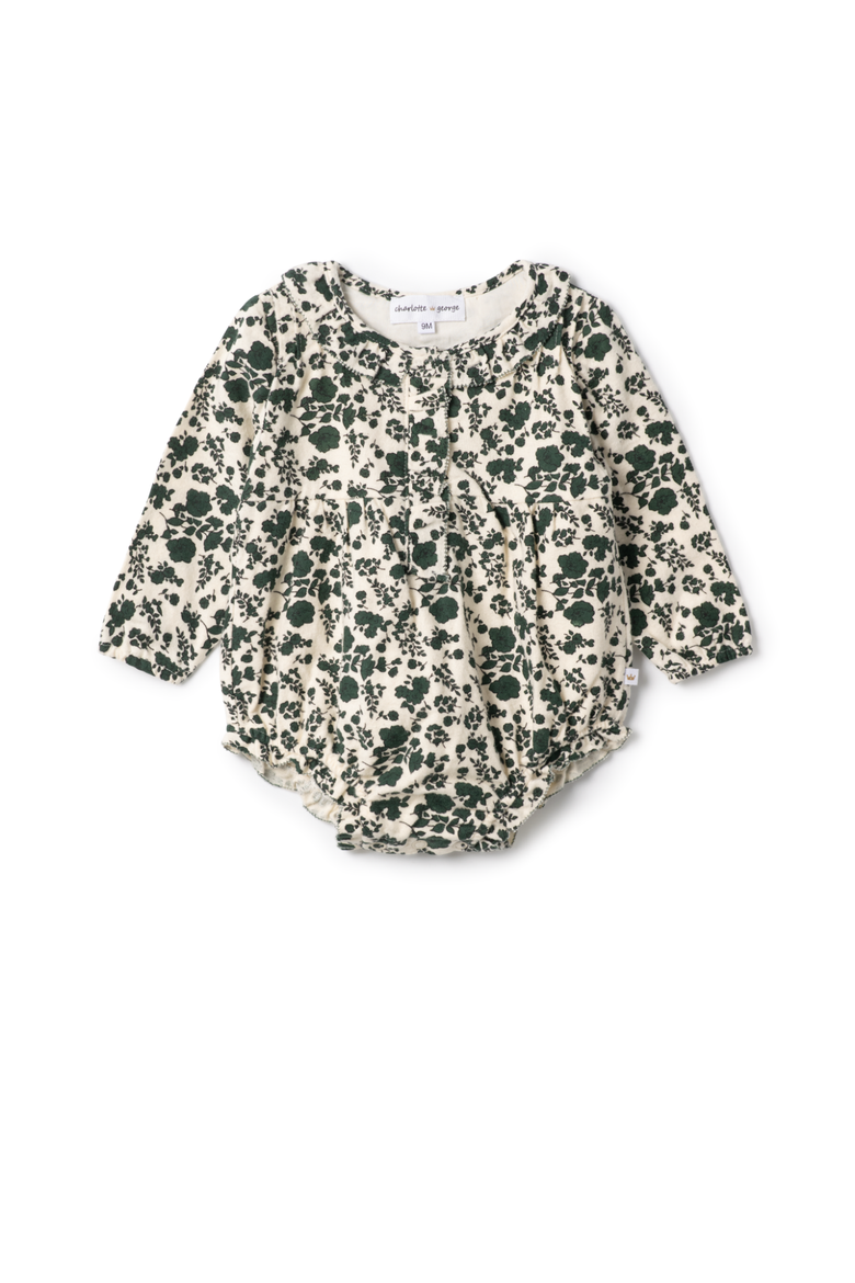 Floral Woven Flanel Bubble, Main, color, Forest