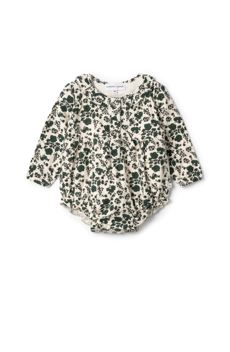 Charlotte & George Floral Woven Flanel Bubble, Main, color, Forest