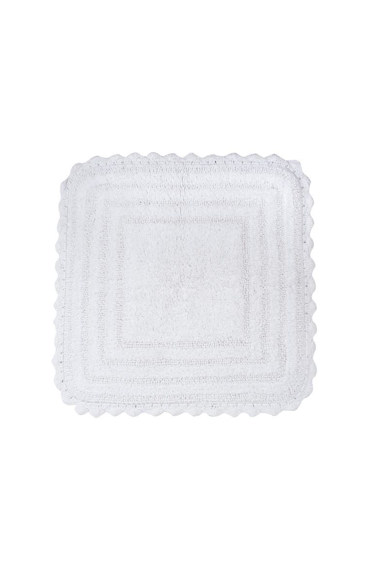 White Square Crochet Bath Mat, 24x24", Main, color, White
