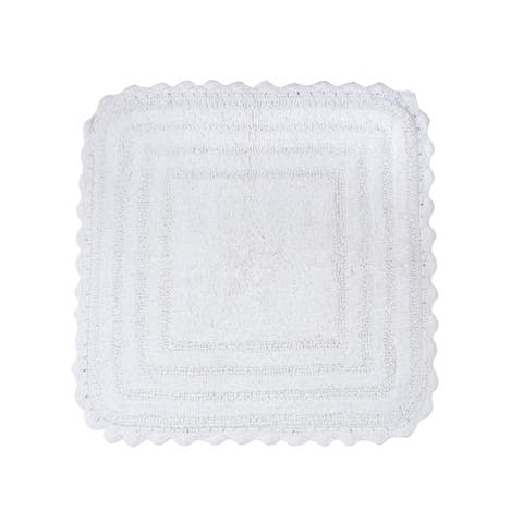 White Square Crochet Bath Mat, 24x24"