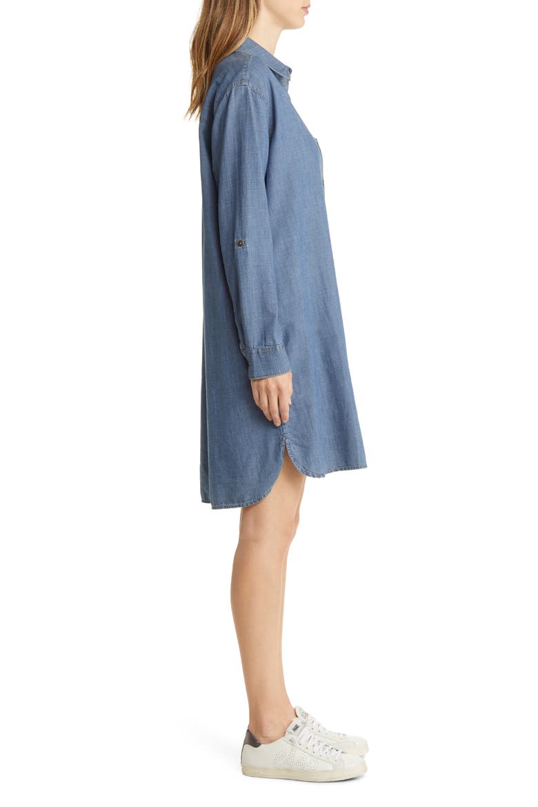Long Sleeve Chambray Shirtdress, Alternate, color, MEDIUM WASH