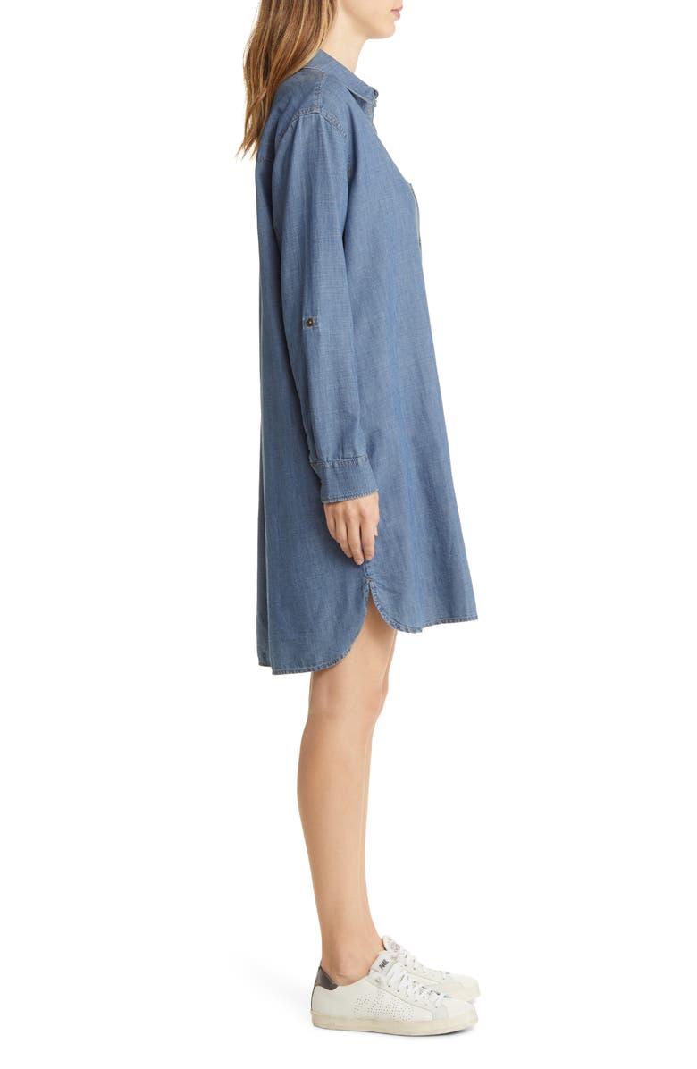 Caslon<sup>®</sup> Long Sleeve Chambray Shirtdress, Alternate, color,