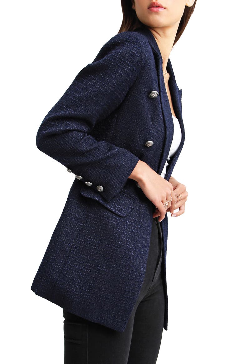 Princess Polly Textured Weave Blazer, Alternate, color, NAVY