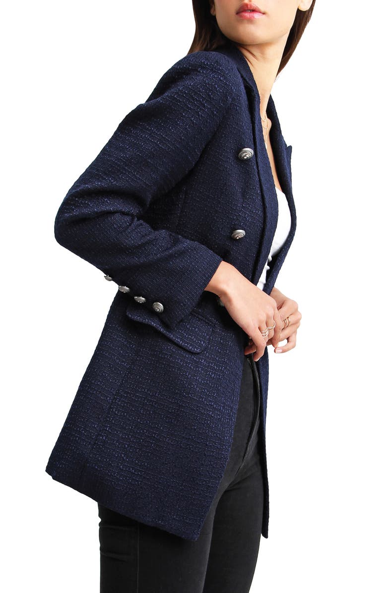 Belle & Bloom Princess Polly Textured Weave Blazer, Alternate, color, Navy