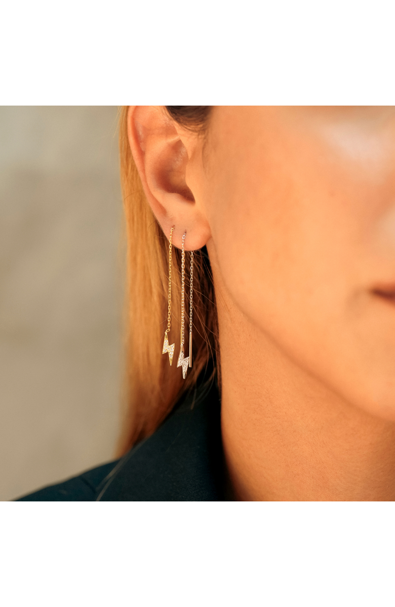 Spero London Lightning Bolt Sterling Silver Chain Drop Earrings, Alternate, color, Gold