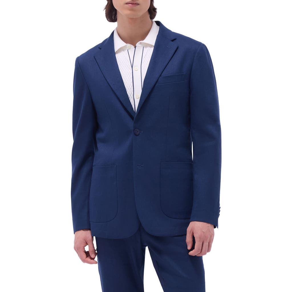 Bugatchi Stretch Linen & Cotton Blend Blazer In Navy