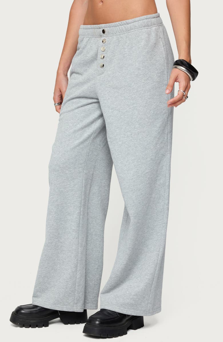 EDIKTED Lorelle Wide Leg Sweatpants, Alternate, color, Gray-Melange
