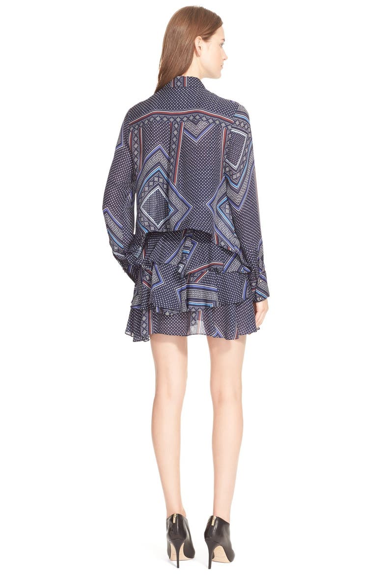 Layered 2-in-1 Ruffle Silk Shirtdress, Alternate, color, MIDNIGHT MULTI