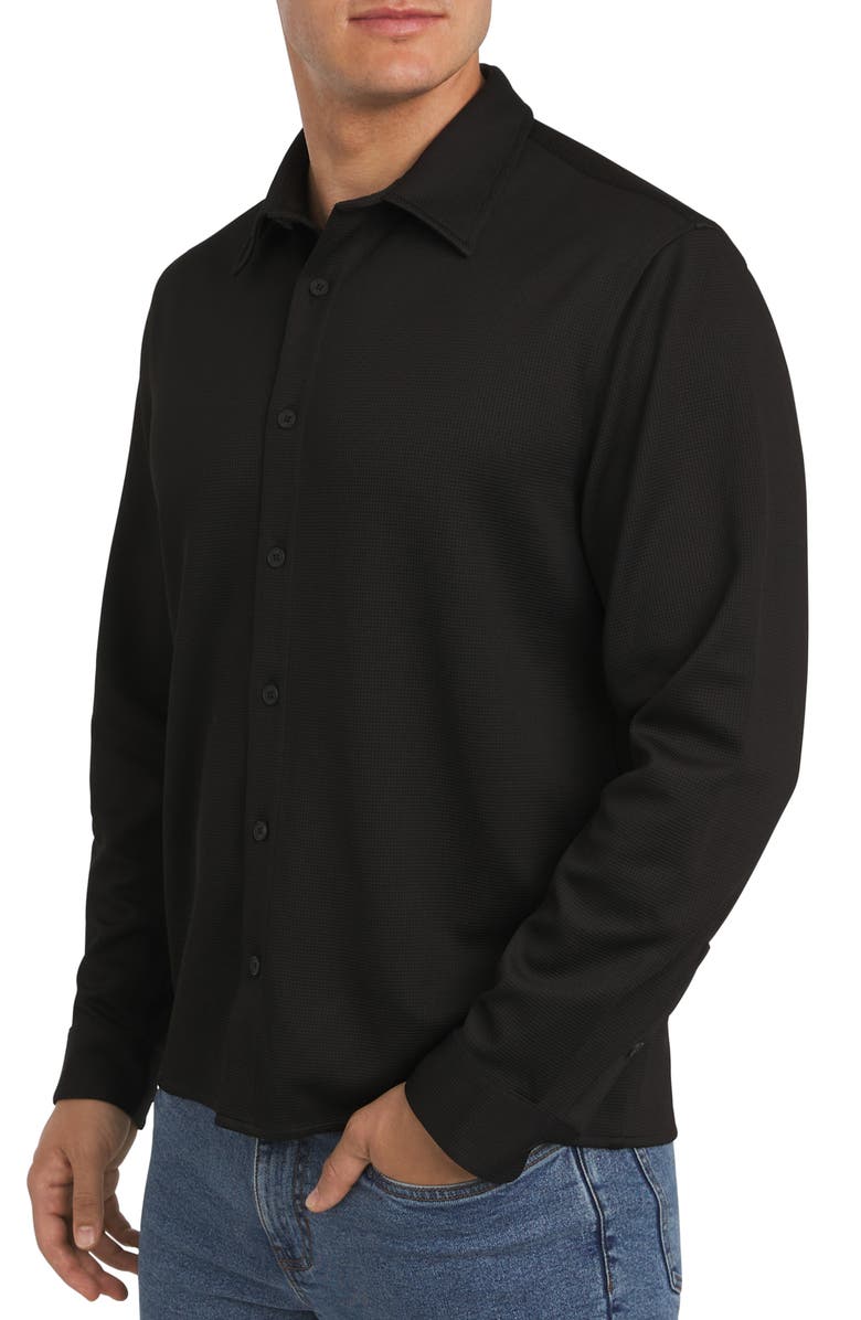 DKNY SPORTSWEAR Waverly Waffle Button-Up Shirt, Alternate, color, Black