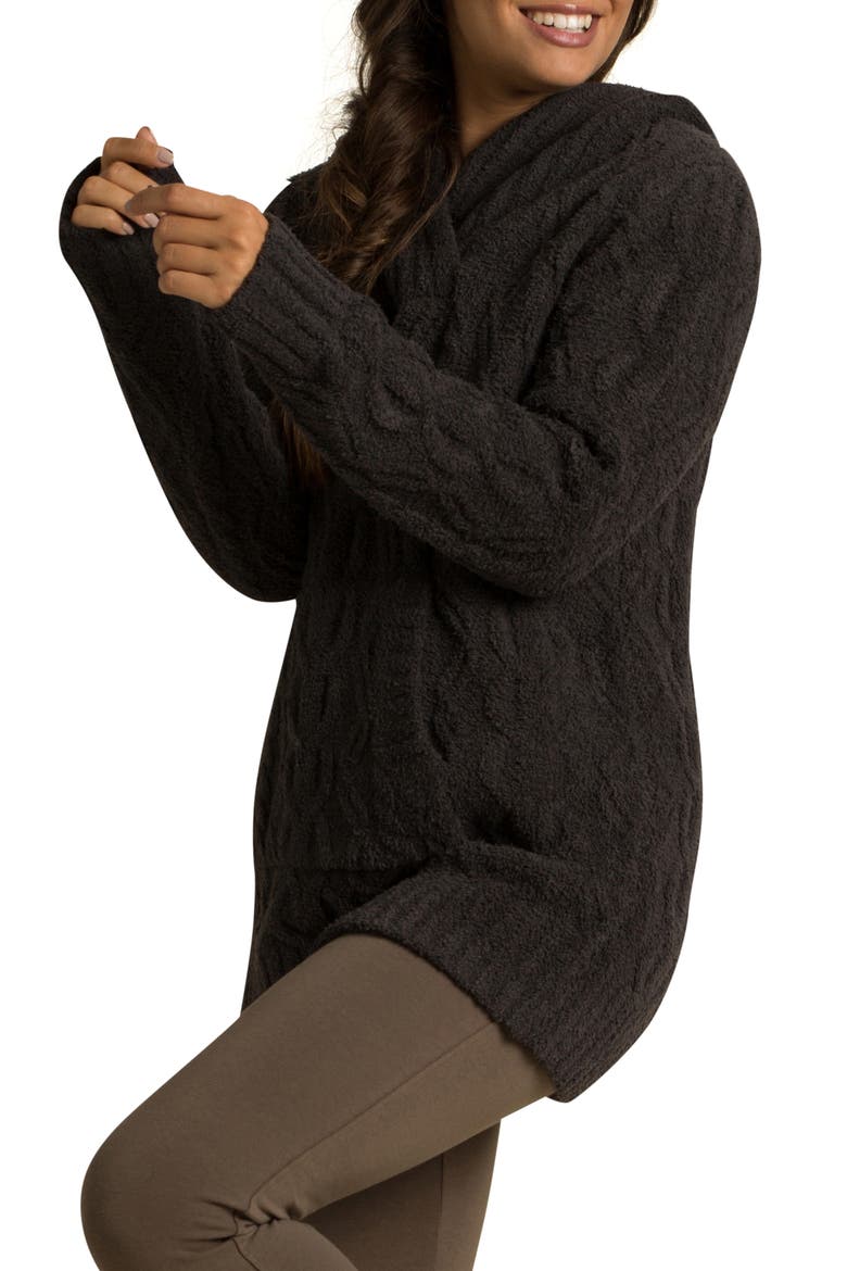 CozyChic™ Zigzag Cable Knit Hoodie, Alternate, color, CARBON