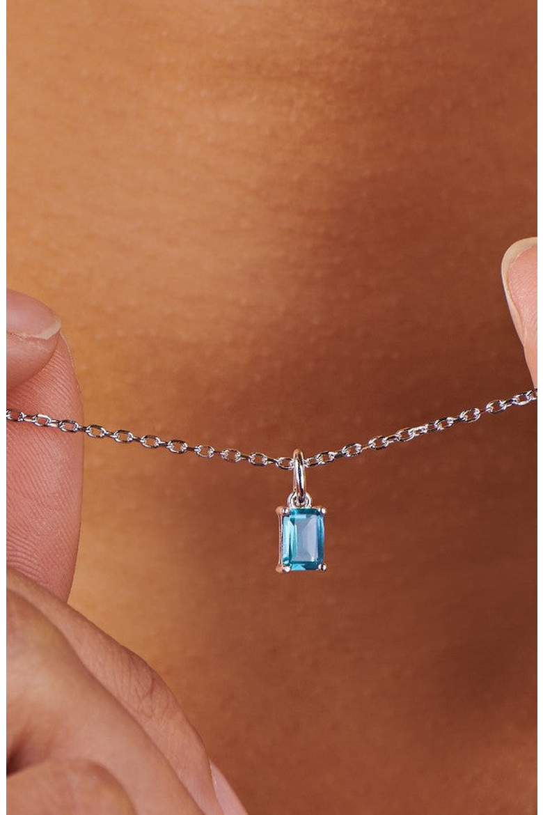 Silver Birthstone Necklace, Alternate, color, Blue Topaz / December