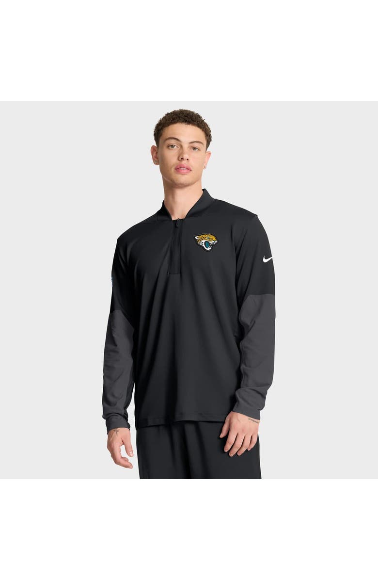 Nike Men's Nike Black Jacksonville Jaguars Sideline Dri-FIT Half-Zip Pullover, Main, color, Black