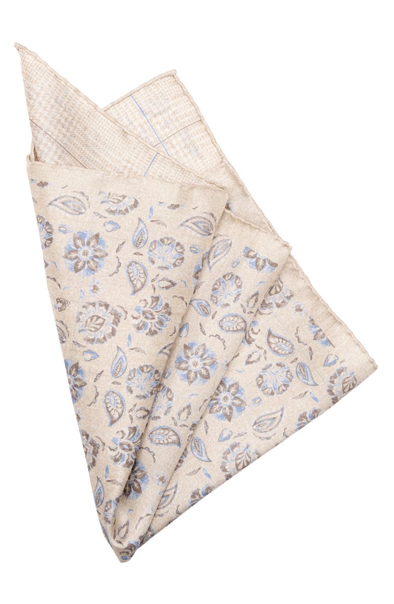 Elizabetta Enzo - Double Sided Silk Pocket Square for Men, Alternate, color, Beige