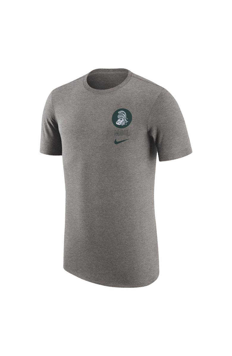 Nike Men's Nike Heather Gray Michigan State Spartans Retro Tri-Blend T-Shirt, Alternate, color, Heather Gray