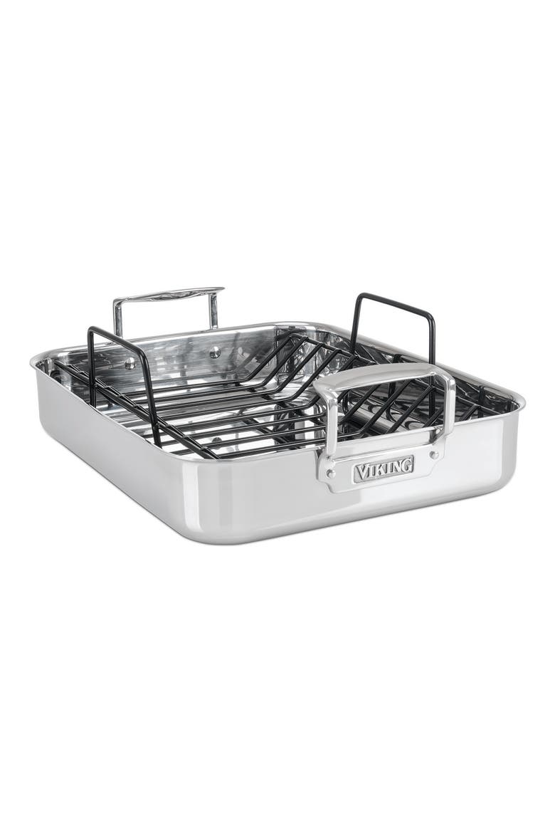 3-Ply Roasting Pan with Nonstick Rack, Alternate, color, STAINLESS STEEL