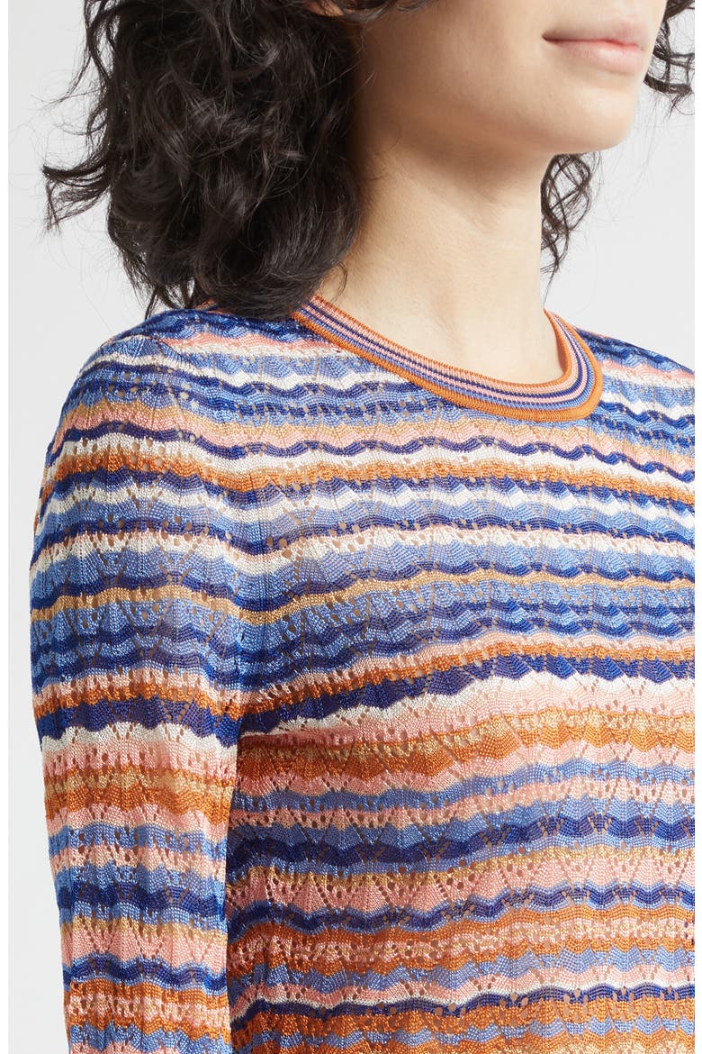 Lunaire Pointelle Stripe Knit Top, Alternate, color, SUNSET