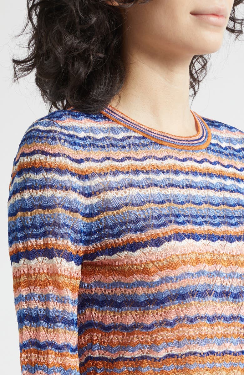 Ulla Johnson Lunaire Pointelle Stripe Knit Top, Alternate, color, Sunset