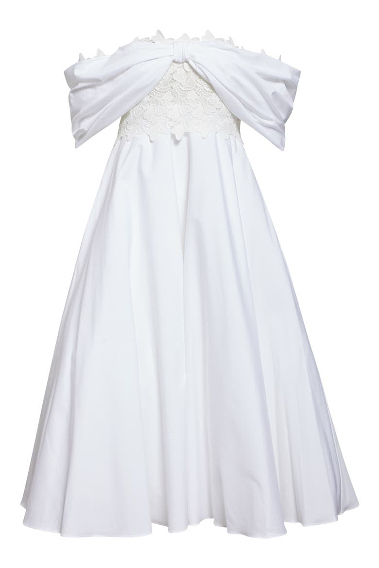 Lace Trim Off The Shoulder Dress, Alternate, color, OPTICAL WHITE