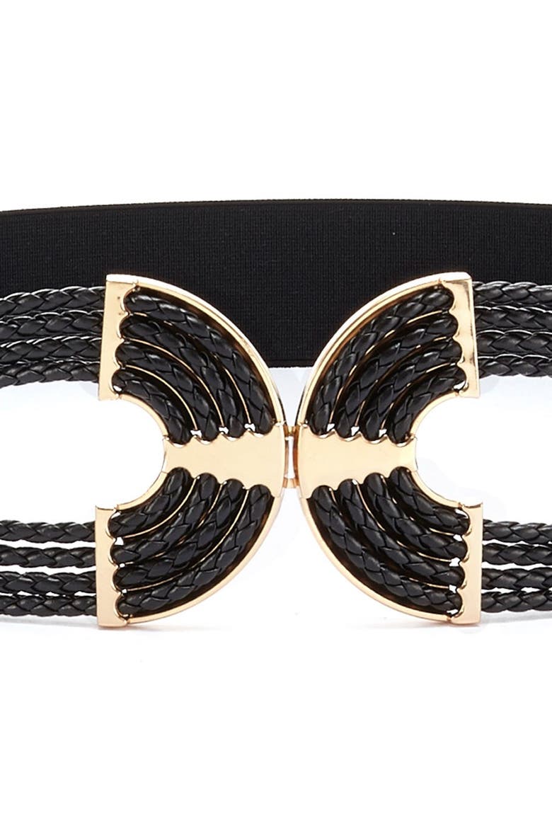 Women's Symmetrical Buckle Waist Belt, Alternate, color, Black