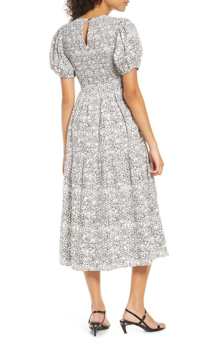 S/W/F Treasure Puff Sleeve Cotton Midi Dress, Alternate, color,