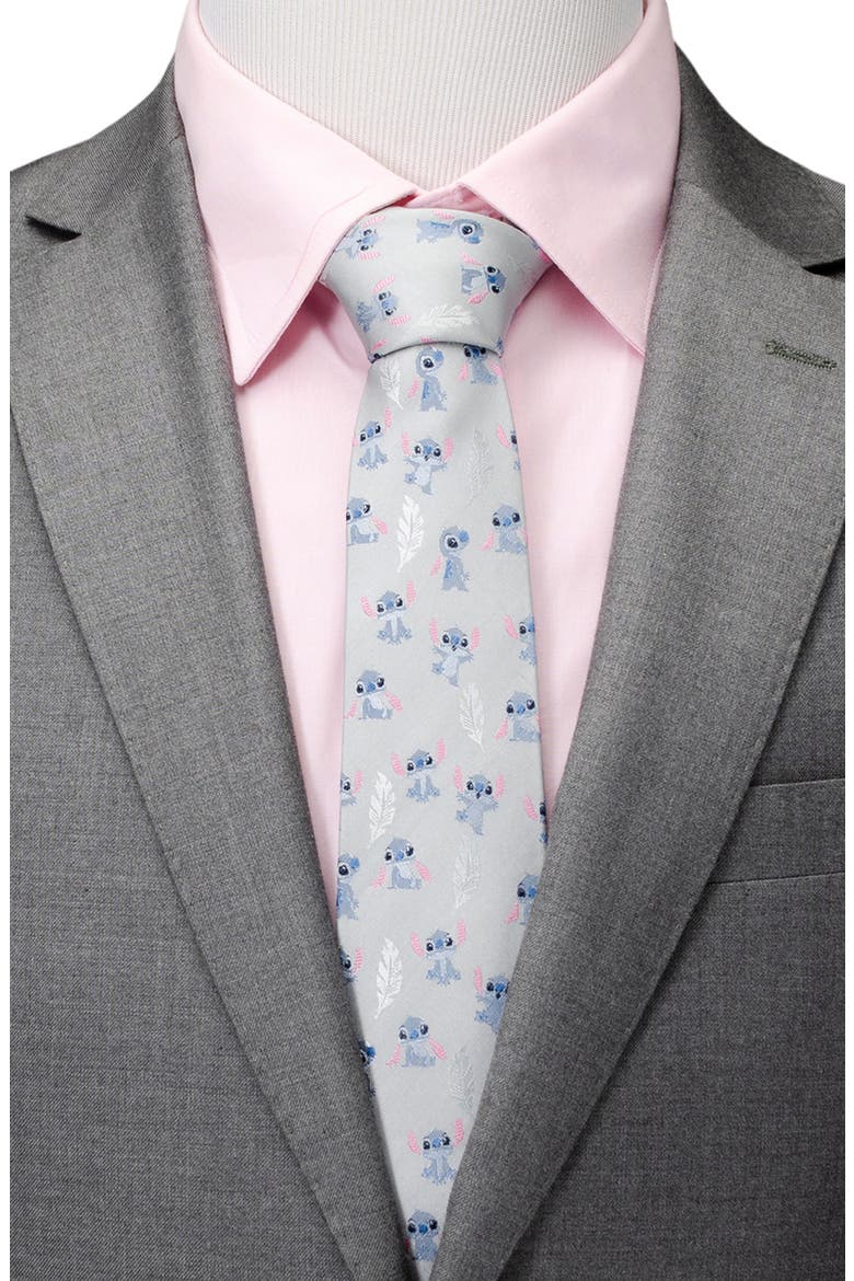 Stitch Silk Blend Tie, Alternate, color, GRAY