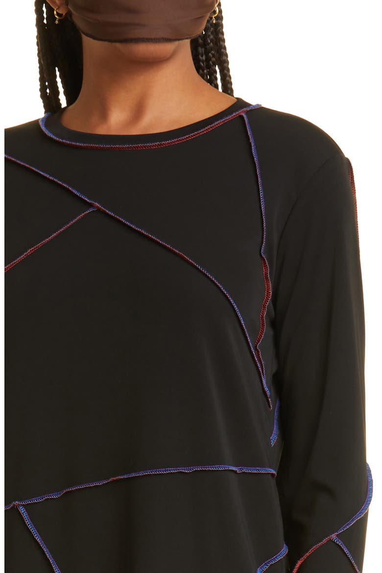 Long Sleeve Matte Jersey Dress, Alternate, color, BLACK