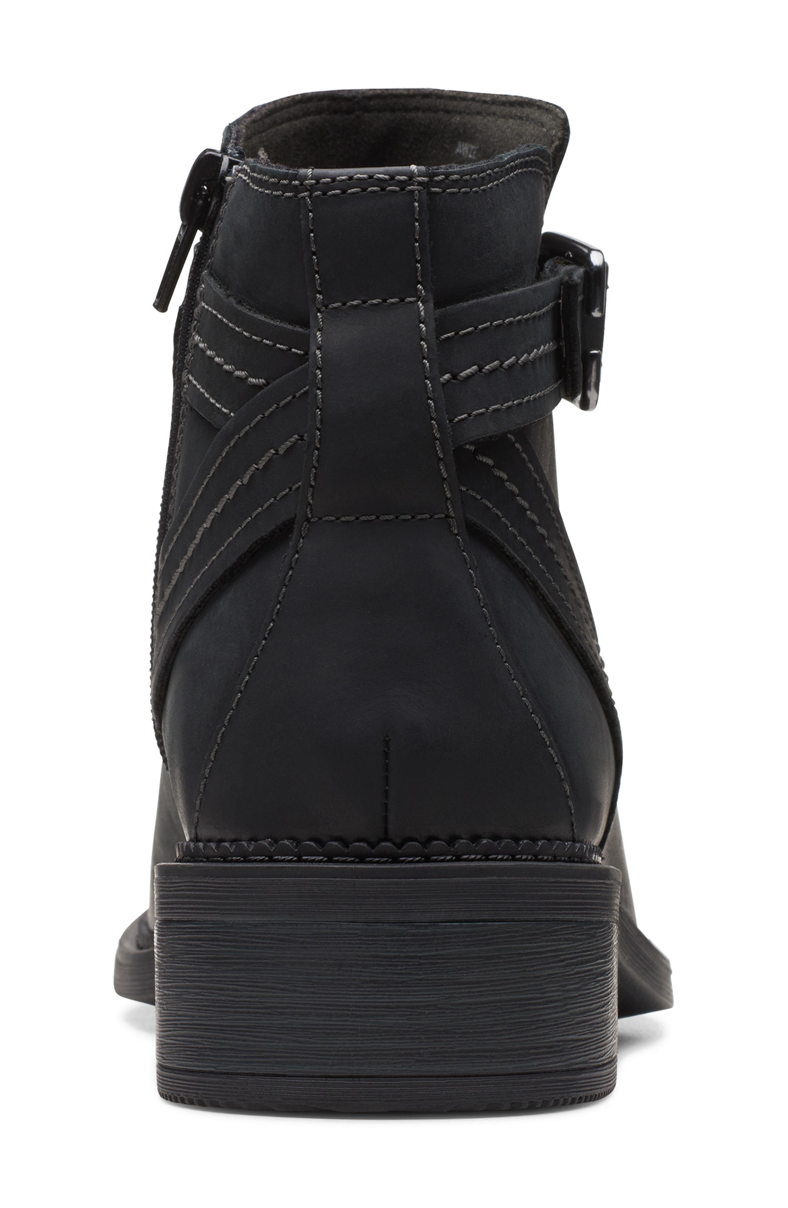 Clarks<sup>®</sup> Maye Buckle Strap Boot, Alternate, color, Black Leather