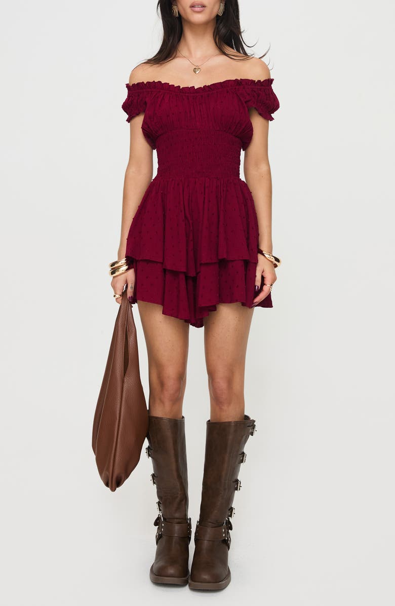 Princess Polly The Love Galore Off the Shoulder Romper, Main, color,