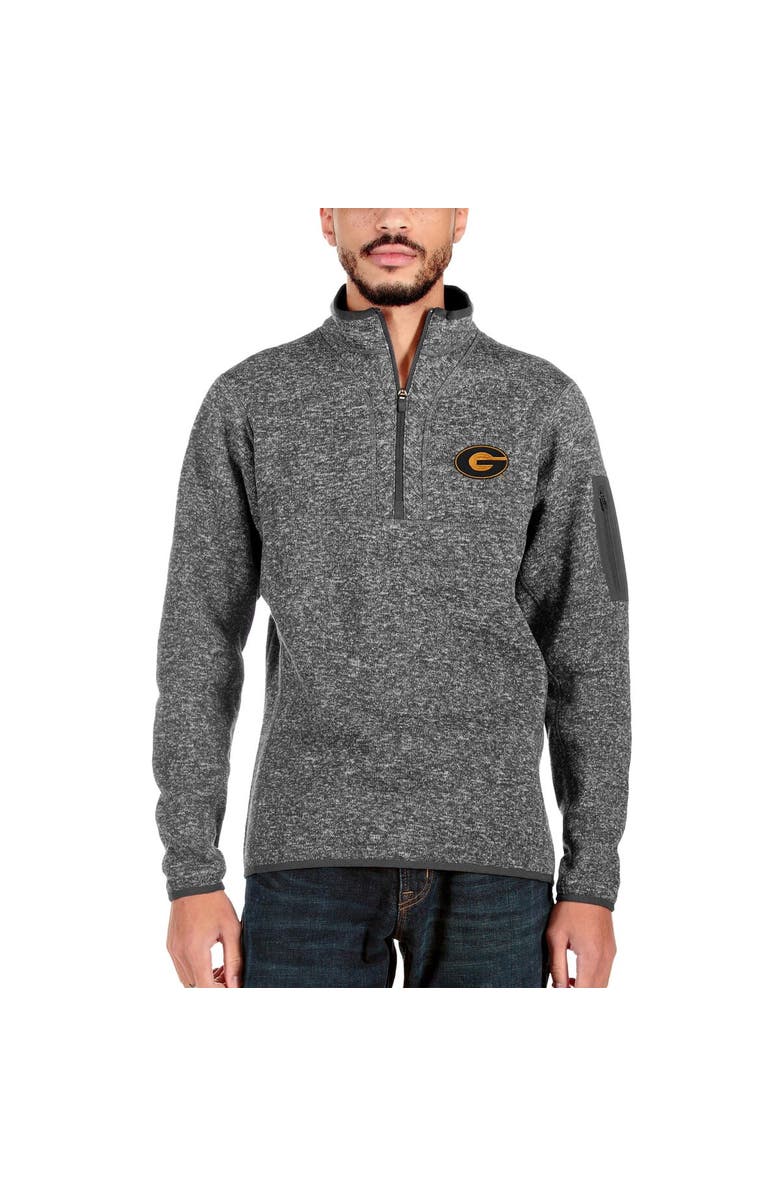 ANTIGUA Men's Antigua Charcoal Grambling Tigers Fortune Quarter-Zip Pullover Jacket, Main, color, 