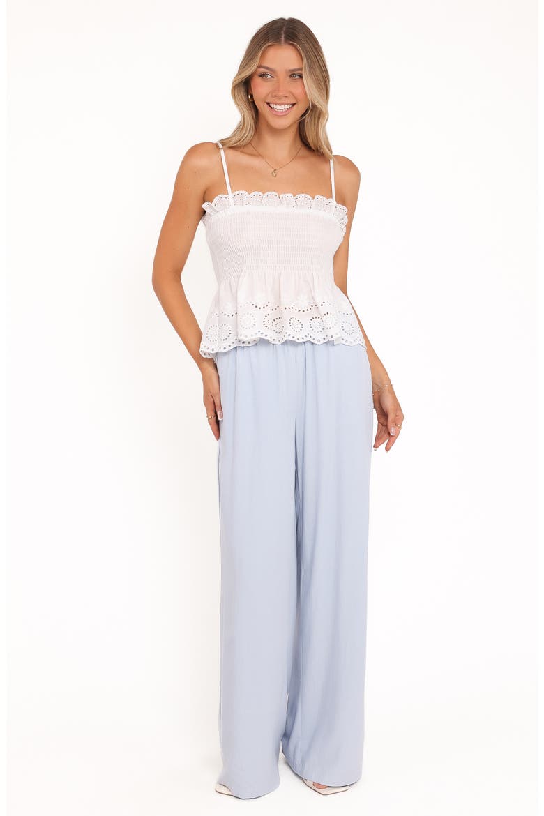 Gretal Smocked Eyelet Cotton Camisole, Alternate, color, WHITE