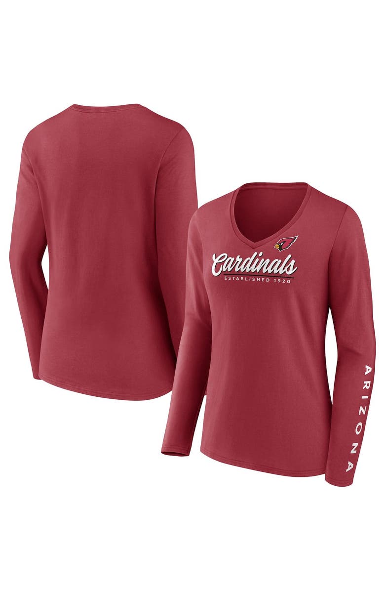 FANATICS Women's Fanatics Branded Cardinal Arizona Cardinals Drive Forward V-Neck Long Sleeve T-Shirt, Main, color, Cardinal
