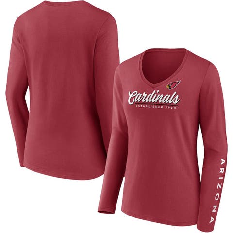 Women's Fanatics Branded Cardinal Arizona Cardinals Drive Forward V-Neck Long Sleeve T-Shirt