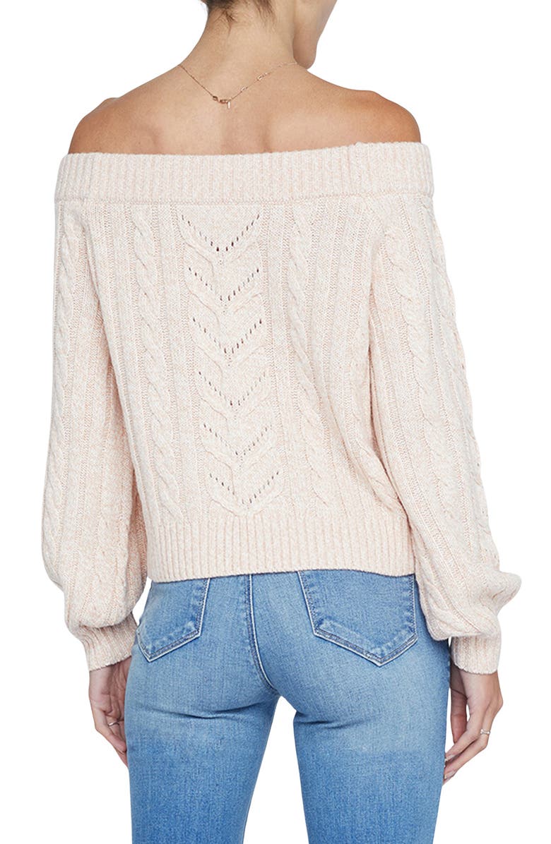 L'AGENCE Vesta Off the Shoulder Cable Knit Sweater, Alternate, color, 