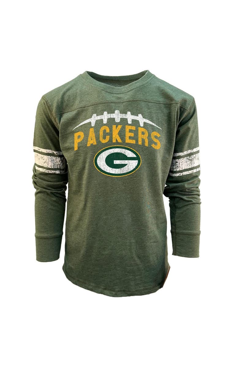 Wes & Willy Youth Wes & Willy Heather Green Green Bay Packers Football Long Sleeve T-Shirt, Alternate, color, 