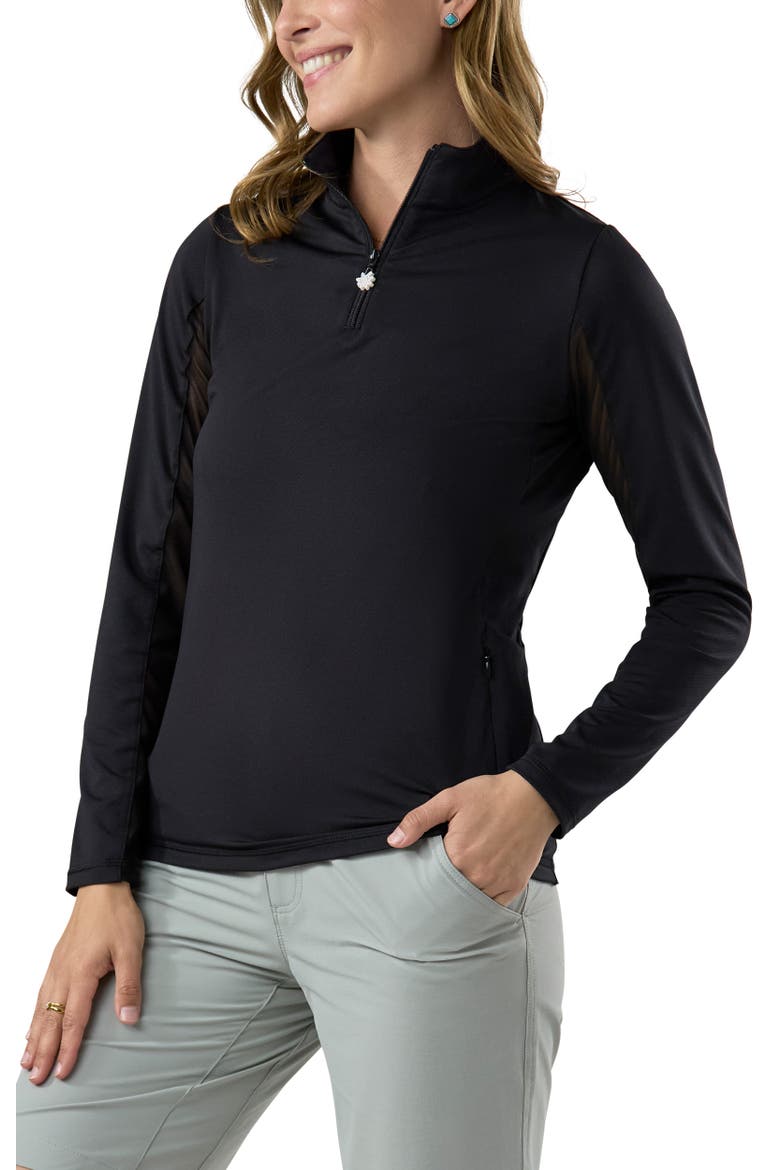 Quarter Zip Vented Sun Shirt, Alternate, color, Black